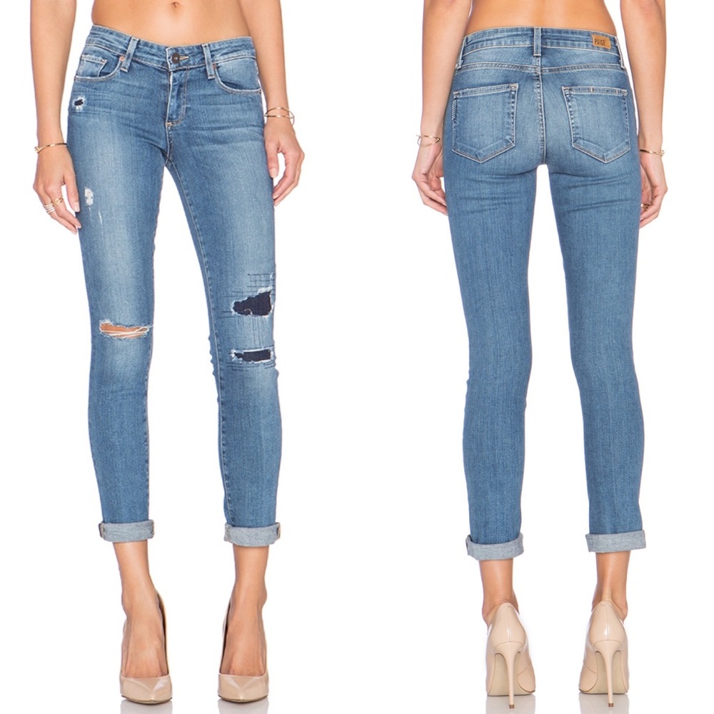 PAIGE Light Blue Ripped Skinny Jeans